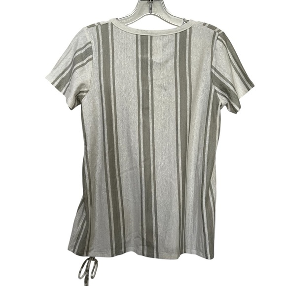Chaser Small Linen Blend Gray White Stripe Short Sleeve Shirt NWT P1 - Picture 3 of 6